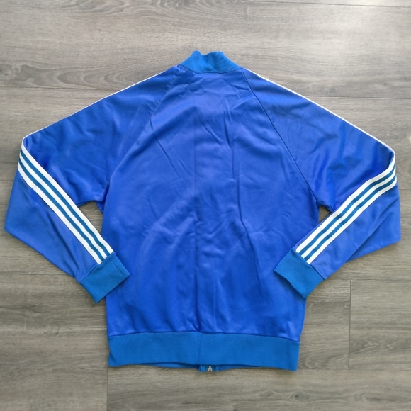 VTG 80s Adidas ATP Keyrolan Blue 3 Stripes Track Jacket Zip Up Trefoil USA Sz M - Picture 2 of 14
